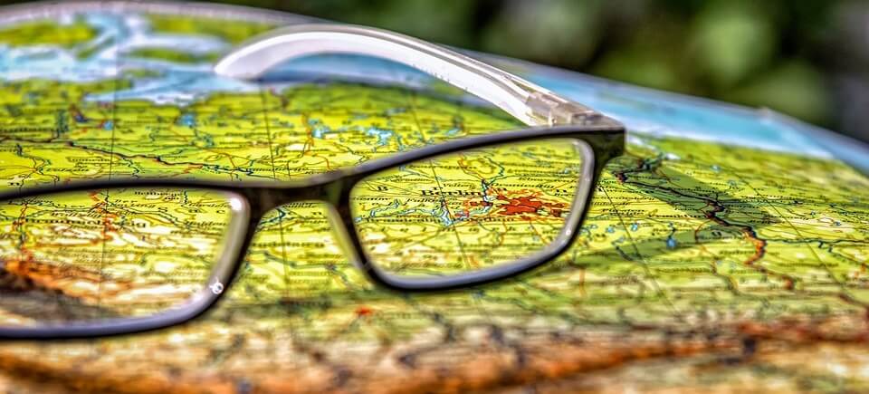 Workd map with the glasses